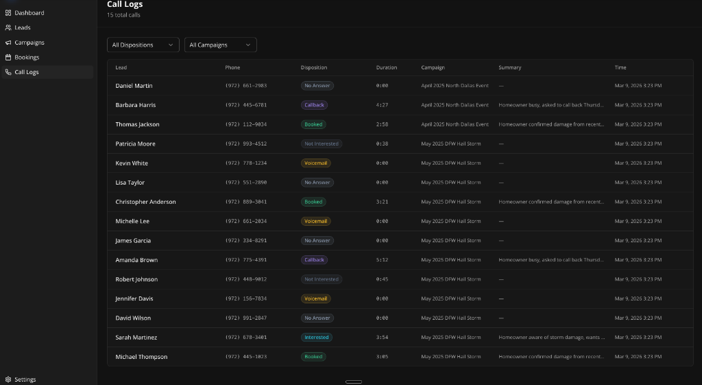 Main Control Dashboard